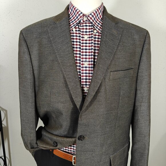 Lauren Ralph Lauren Mens Sport Coat Blazer Two Button Brown Gray Herringbone 44L - Picture 2 of 15